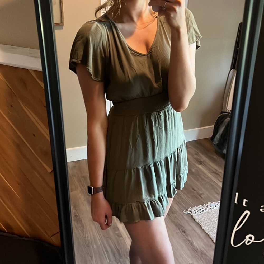 Green Ruffle Boho Summer Dress